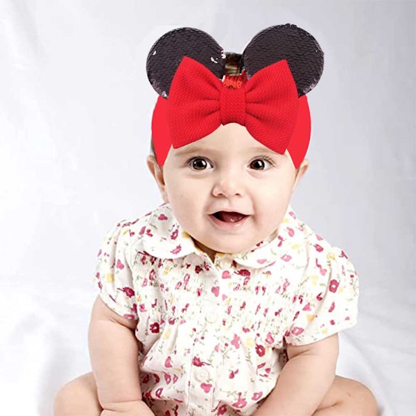 1 stk Baby Pige Sequin Hårbånd Hovedbånd med Glitter Musører til Nyfødt Spædbarn Toddler Børn Mode Hovedbeklædning