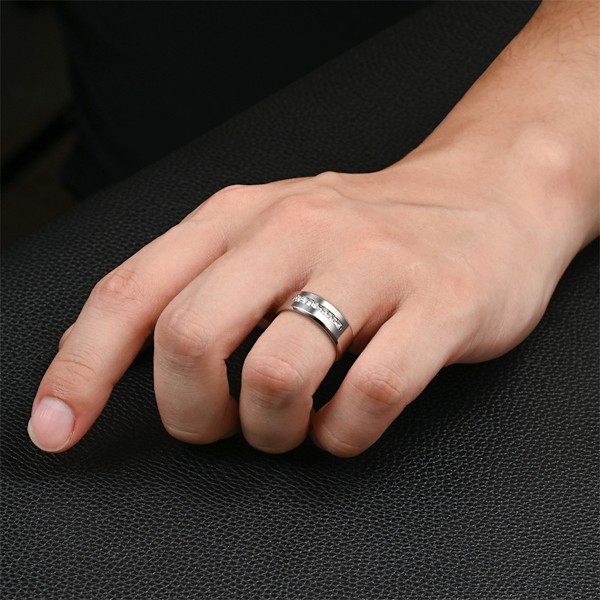 6mm Titanringar för män Silver Cubic Zirconia Eternity Vigselring Kvinnor Högpolerad bekväm passform Storlek 6-9