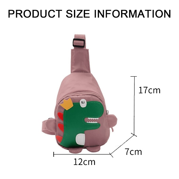 Sød Børne Sling Taske Lille Tegneserie Dinosaur Crossbody Skuldertaske Pengepung Talje Rygsæk Polyester til Børn 1-5 - Mørk