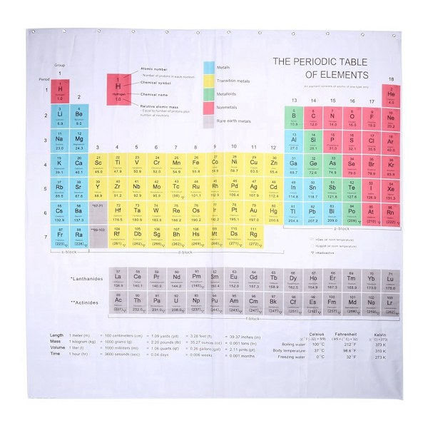 180x180cm Vandtæt Bruseforhæng Badeværelse Polyester 12 Kroge 2# Periodisk System af Elementer