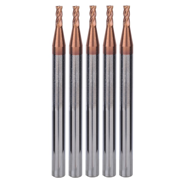5 stk 1 mm 4 spor Nano-belegg Spiral End Mill Wolframkarbid CNC Fræserbit