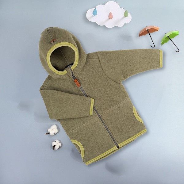 Efterårs- og vinterstyle fleece jakke til drenge og piger, baby fleece jakke med hætte (grøn)
