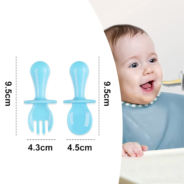 PP bestik, ske og gaffel sæt til babyer og småbørn, kvælningssikker baby afvænning og selvstændig spisning