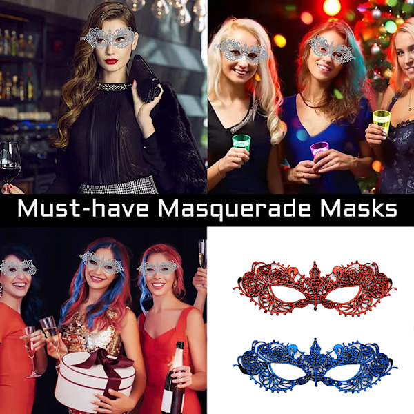 2 kpl Party Lace Mask Puoli Kasvot Tyylittely ja Seksikäs Kostyymi Party Mask, Halloween ja Prom Juhlat
