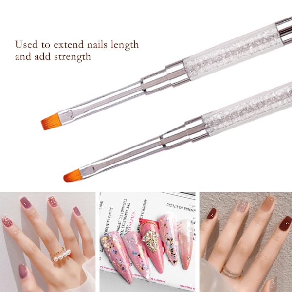 5-pack Dubbelsidiga Nagelkonstborstar, Rund Oval Liner Borste 3D Nagelkonstverktyg för Salong Hemma DIY