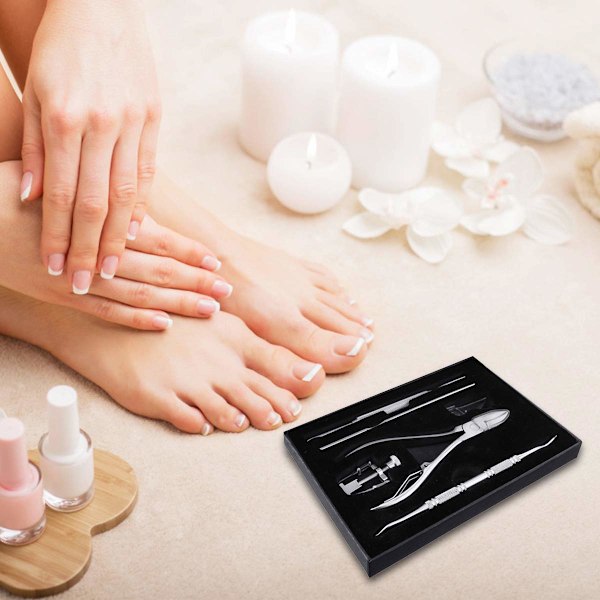 Set, 6 delar set, nagelnångar av högkvalitativt rostfritt stål, set, professionell fotvård för inåtväxande tånaglar,