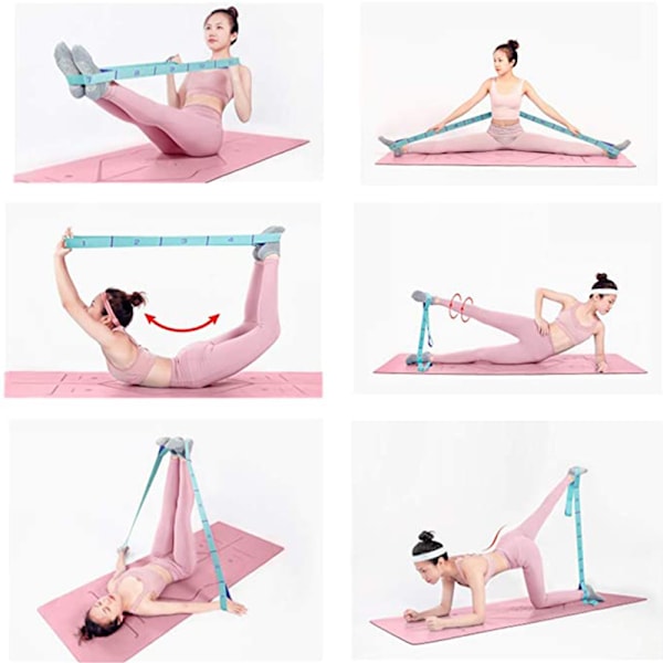 Stretchingband Yoga Mat Bärremmar Benövningsutrustning Stretchingband för Flexibilitet