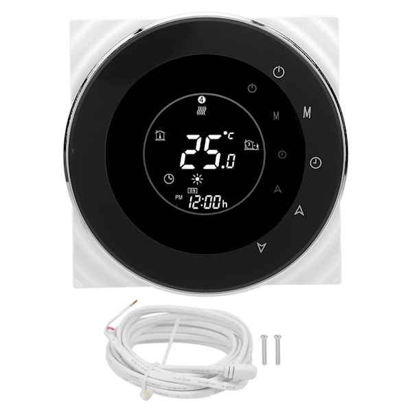 Vattenelektrisk Uppvärmningstermostat 5A LCD Pekskärm Rumstemperaturreglering AC95-240V