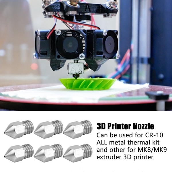 10 kpl 3D-tulostimen suutinsarjaa Hopea Kestävä MK8-ekstruuderille Ruostumattomasta Teräksestä Valmistettu Tarvikkeet 0,6 mm