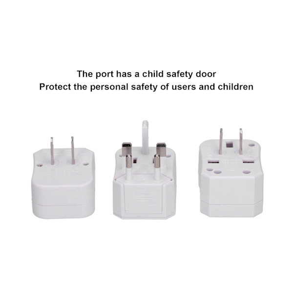Rejseadapter Universal Strømkonverter Stik med 2 USB-porte til UK EU US JP AU CN 100~240V Hvid