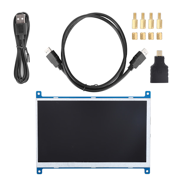 7-tums skärm 1024 x 600 HD TFT-skärm för HDMI-ingångsmonitor för Raspberry Pi 4B/3B