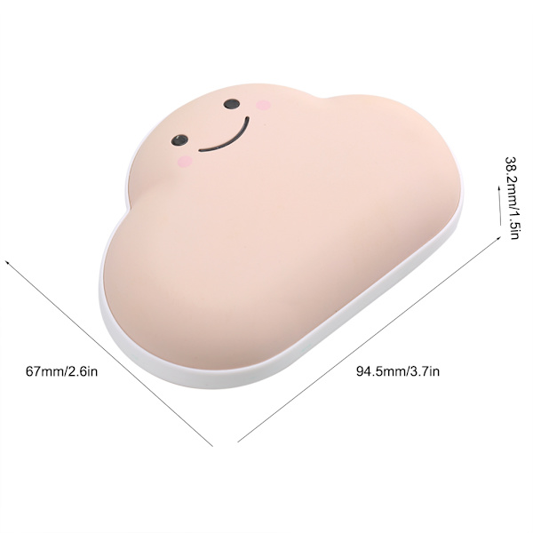 Söt Mini Handvärmare Molnformad Laddningsbar USB Power Bank Bärbar Handvärmare Rosa