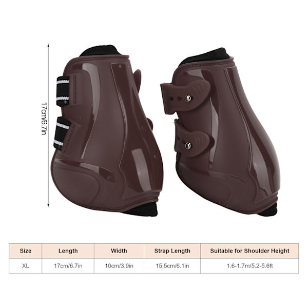 Häst Senor Boots Set Mjuk Andningsbar Halksäker Justerbar PU Skal Senor Skydd Boots för Hästar Bruna Bakben XL
