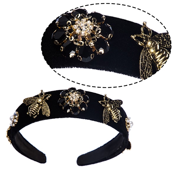 Håndlavede Rhinestone Fløjlspolstrede Pandebånd til Kvinder, Luksuriøst Vintage Prinsesse Pandebånd, Mode Designer Fest