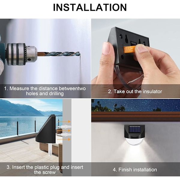 Solar Fence Lights，4Pack Wireless Ip65 Waterproof Solar Deck Lights Solar Step Lights Utomhuslampor för uteplats, trappor, stolpe, pool, bakgård och