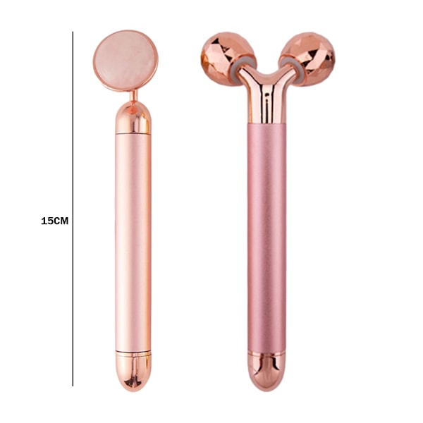 2-i-1 Elektrisk Ansiktsrulle, 3D Jade Ansiktsmassager Set för Ansikte, Arm, Öga, Näsa Massager Hudvård Verktyg Presentset