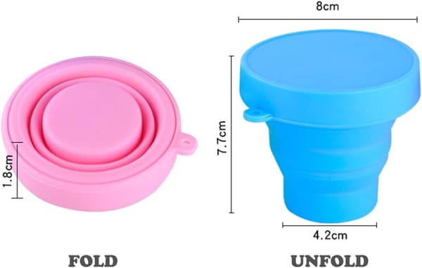 Foldable Mug Compact Silicone, Reusable Food Grade Collapsible Cup with Lid, Expandable Retractable Drinking Set