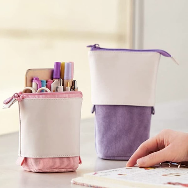 Pen- og Blyants Teleskopisk Holder Skrivebordsmappe, Stående Tilbagetrækkende Transformer Taske Organizer