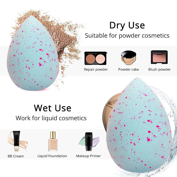3 stk. Makeup Svampe Sæt, Foundation Blanding Skønhedssvamp, Skønhedseg med pletmønster