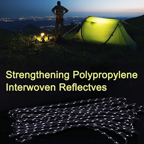 Reflekterende Teltsnor Nylon Paracord Reb med Guyline Justering til Campingtelt, Udendørs Emballage
