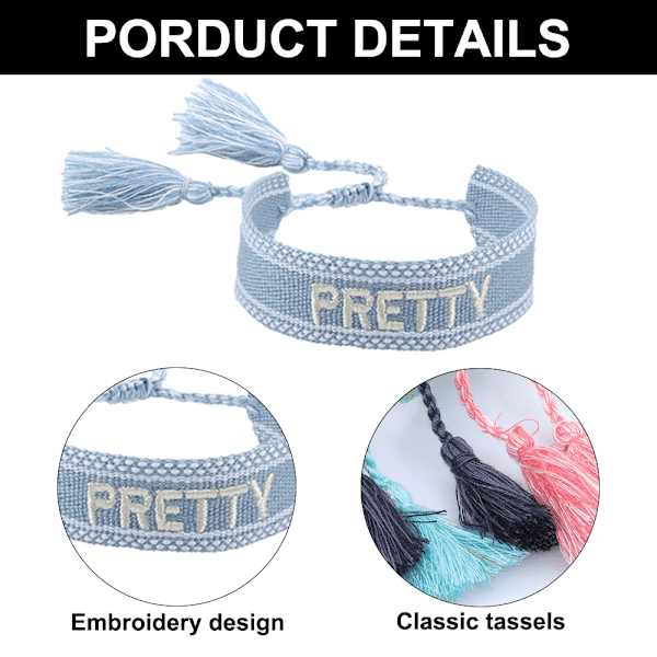 3 st Justerbara Armband för Kvinnor Män Flickor Vävda Vänbandsarmband, Julgåvor