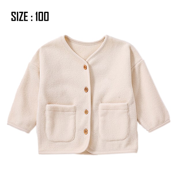 Varm vinterjacka i fleece för bebisar, dubbelsidig, bebiskläder, vinterkläder för utgång (Beige)