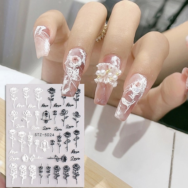 5D Neglekunst Stickers Prægede Negle Dekaler Neglekunst Tilbehør Klæbende DIY Manicure Neglekunst Dekorationer til Kvinder