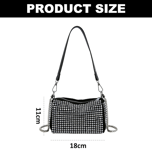 Rhinestone Crossbody-kvällväska - Fashion Crystal Top Handle