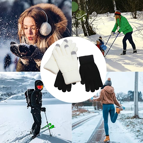 Vinter Touchscreen-Vantar, Varma Stickade Vantar med Elastisk Manschett, Vintervantar