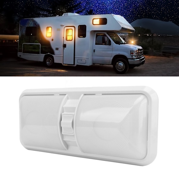 LED Inredningsläslampa 12 Volt LED-lampa Dubbelströmbrytare Tak Dubbelkupol Oval Lins för Husbil