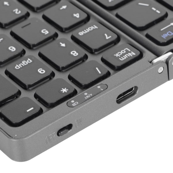 Bluetooth-tangentbord med trippelvikt, anslutning till flera enheter, trådlöst tangentbord för bärbar dator, surfplatta, telefon, grått och svart
