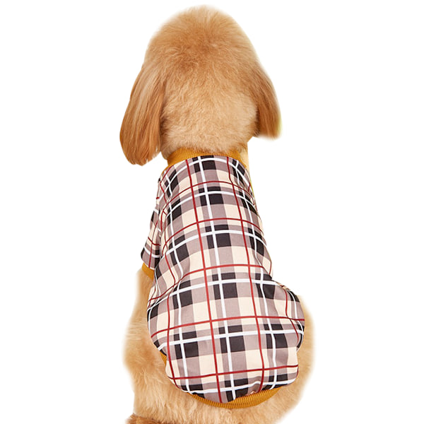 Varmt fleece tøj til kæledyr i efterår og vinter Klassisk beige ternet farvematchende hundetrøje