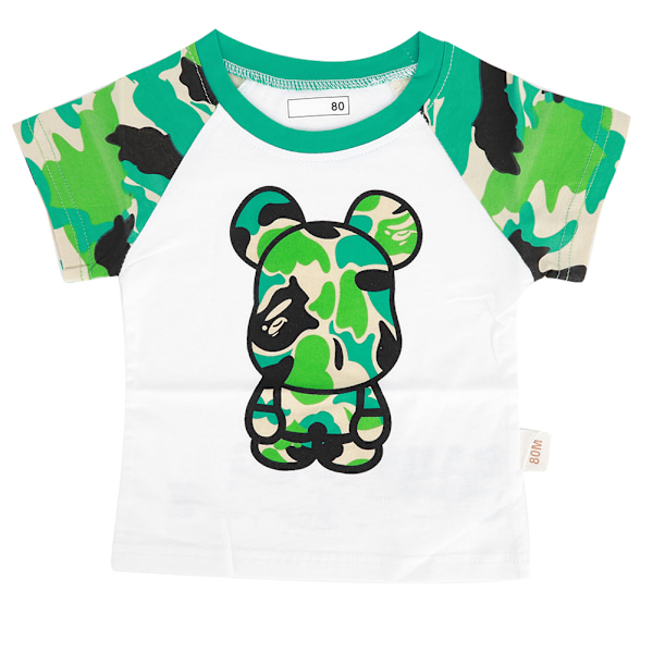 Baby T-shirt Rund Hals Kortärmad Cartoon Mönster Söt Skjorta för Babypojke Babyflicka Cartoon 80cm