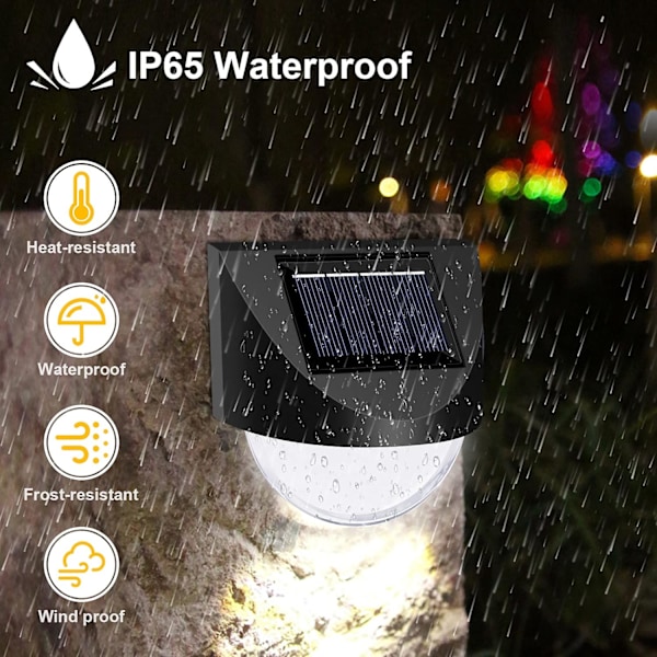 Solar Fence Lights，4Pack Wireless Ip65 Waterproof Solar Deck Lights Solar Step Lights Utomhuslampor för uteplats, trappor, stolpe, pool, bakgård och