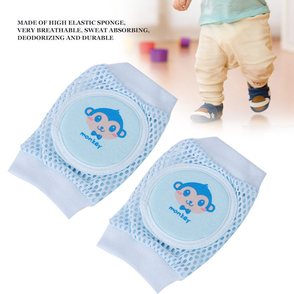 Baby Toddler Kryp Skyddande Knäskydd Mjuka Andningsbara Mesh Knäskydd 2 Par Blå