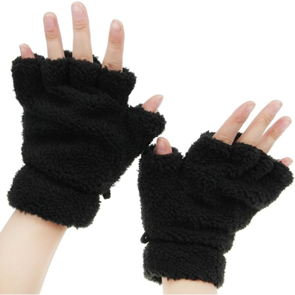 Hanske med kattepote - Fingerløse, kunstig pels, myke, varme vinterhansker, halvfingerhansker, søte kattepote-cosplay-hansker, fuzzy pels-hansker for kvinner og jenter