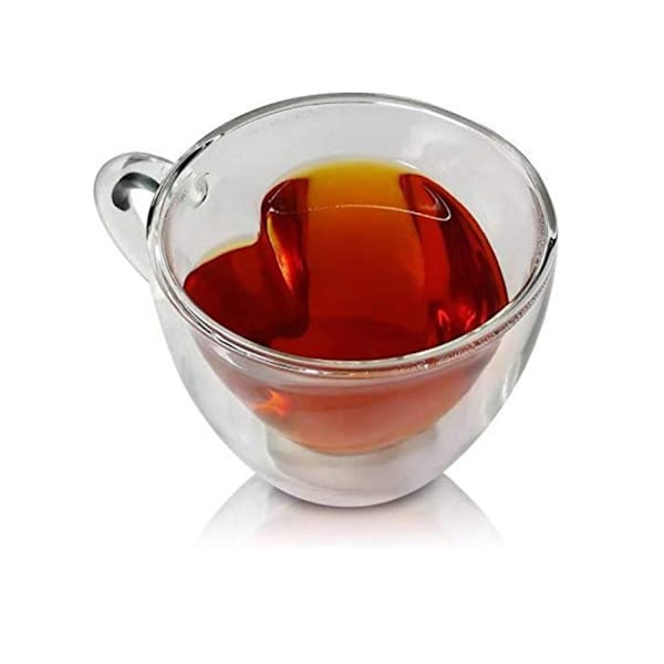 Hjärtformad Dubbelväggig Glasmugg Resistent Kung Fu Teemugg Mjölk Citronjuice Kopp Dryckesälskare Kaffe Koppar Mugg Present