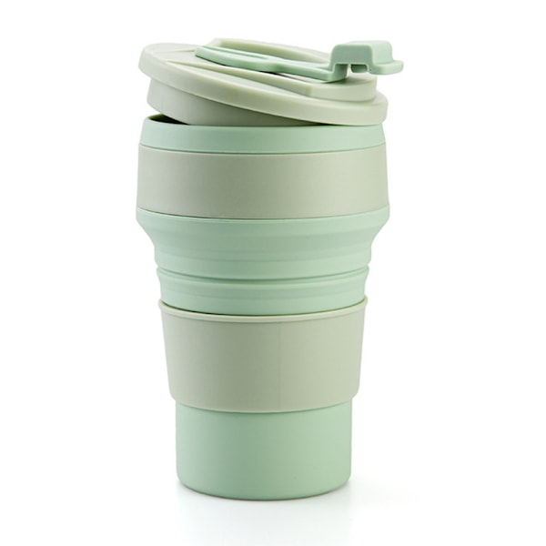 Hopfällbar Kaffekopp för Resor Silikon Vikbar Mugg med Lock Hållbar Återanvändbar Bärbar Flask för Camping