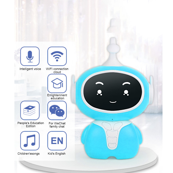 Intelligent Stemme WIFI Bluetooth Robot til Børn - Fortæller Historier, Tidlig Uddannelse - Blå
