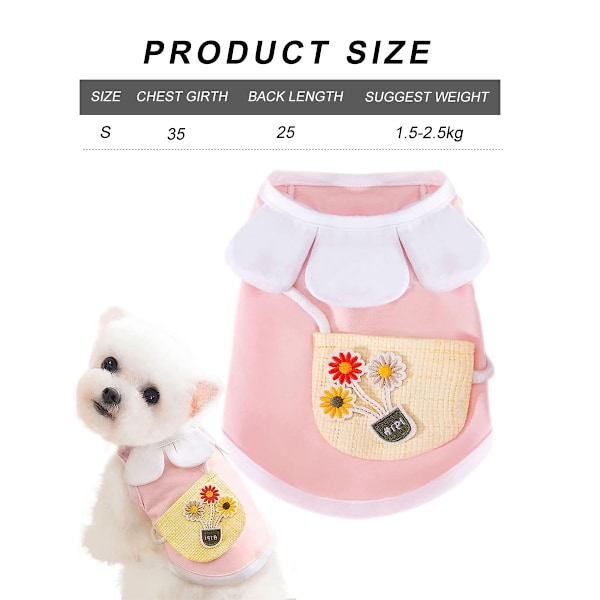 Koirien paidat pienille koirille söpö kukka pentu kissa T-paidat koiran tee-paidat kissan tankit Chihuahua Yorkshire Poodle (Pink)