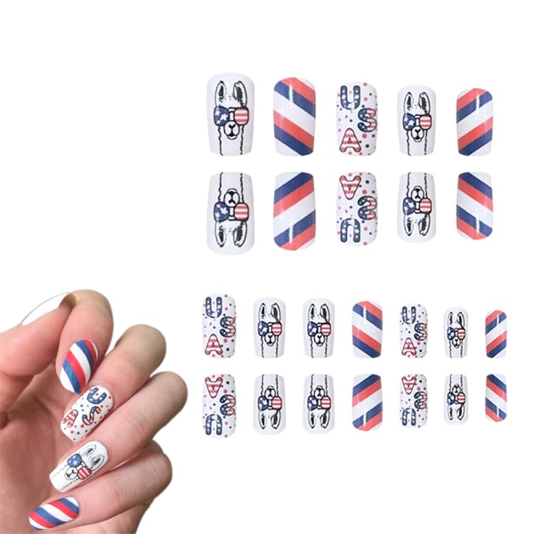 Cute Press on Nails Coffin Fake Nails Desinged July 4th