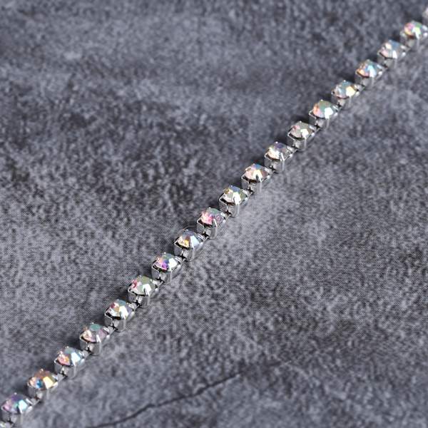 1 Rulle Kristallkedja för DIY-Halsband Bröllopsdekoration Tillbehör (SS12 Silver)