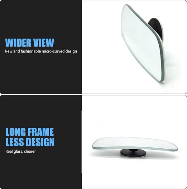 Blind Spot Mirror, Wide Angle HD Rectangular Glass, for Car Rearview Mirror, Silver, 2 Pieces