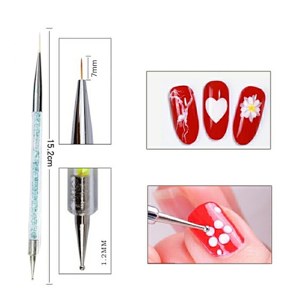 Nagelkonstborstar, 5 st Nagelborstar för Nagelkonst med Nagelpenna och Nagelprickpennor för Hembruk