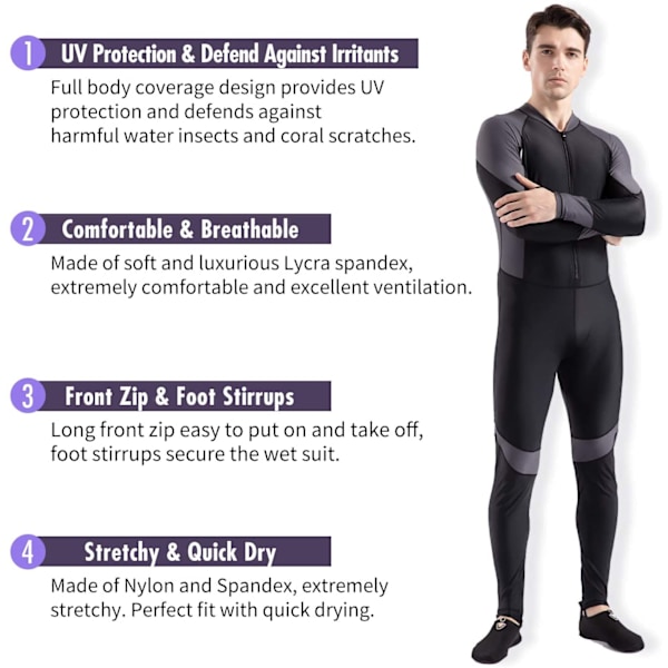 Våddragt, Dykning Snorkling Surfing Spearfishing Rash Guard - Fuld Krops UV Beskyttelse - til Mænd Kvinder Ungdom Tynd Våddragt Vandmænd Hud