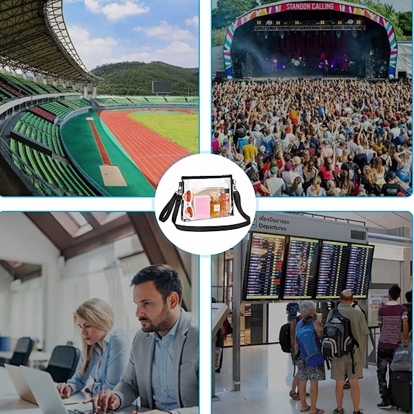 Klar Crossbody Väska Stadium Godkänd Transparent Tote Bag för Arbete Konsert Sport