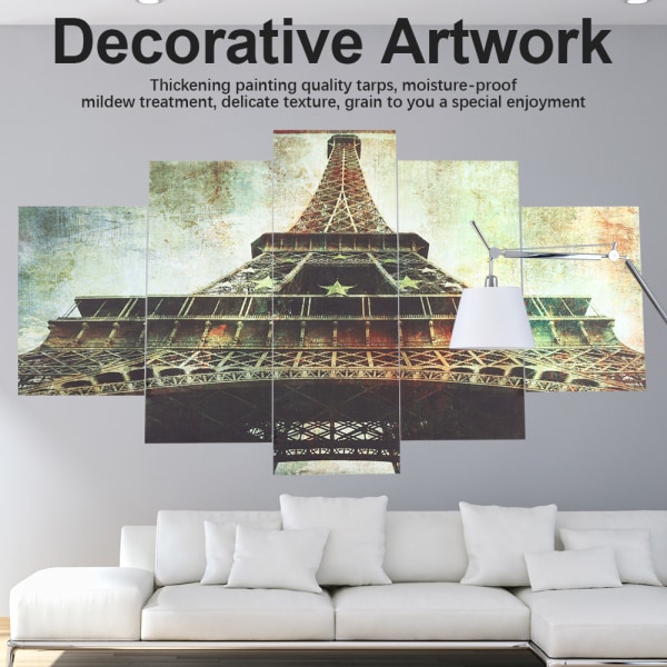 (Ingen ram)5 st Väggdekorativa målningar Konstverk Modern Eiffel