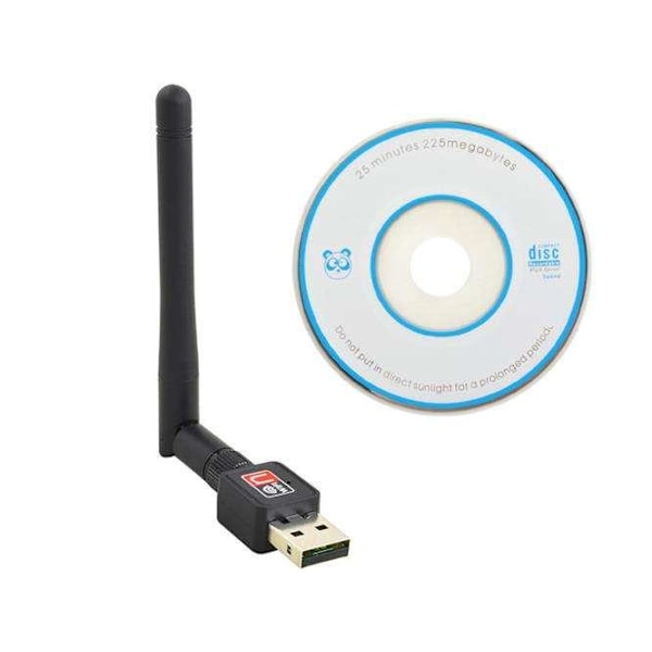 USB-nätverkskort, WiFi-adapter, Antenn, 300 Mbps, Svart