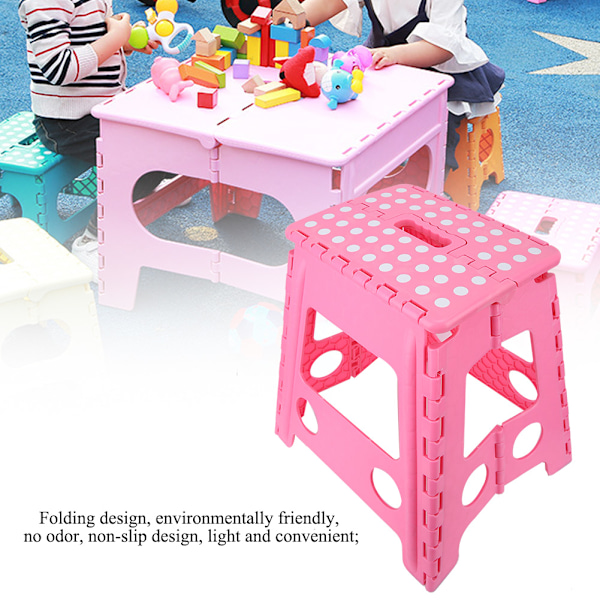 Dot Vikbar Plastpall Småstol Avancerad Bärbar Massagepall 29*22*39cm (Rosa)
