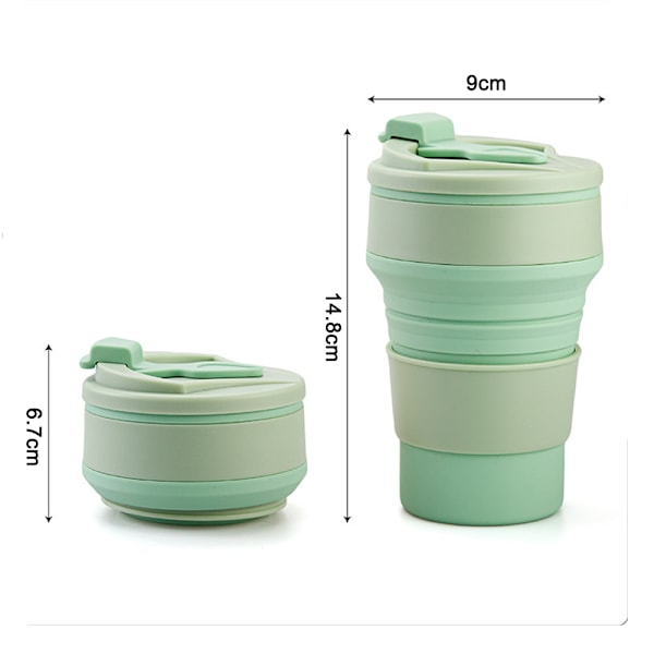 Hopfällbar Kaffekopp för Resor Silikon Vikbar Mugg med Lock Hållbar Återanvändbar Bärbar Flask för Camping